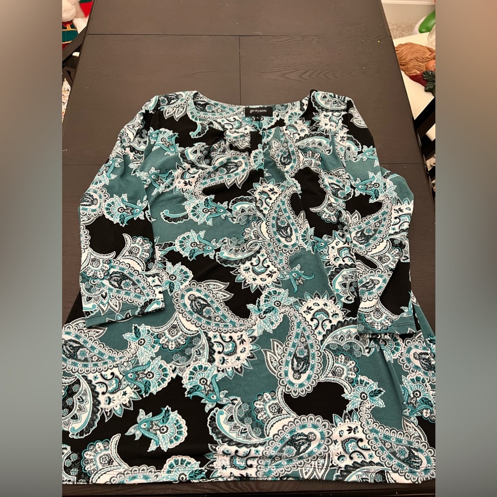 Grayson Blouse size Large Green & Black